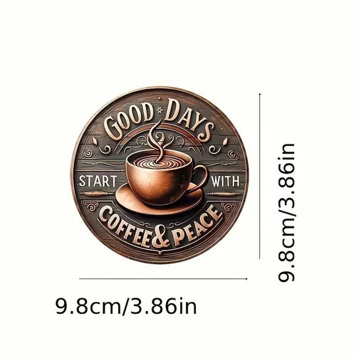 Coffee Time coaster set of 8, wood, new