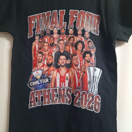 Olympiakos Final 4 OAKA Athens 2026 T-shirt new, black, cotton