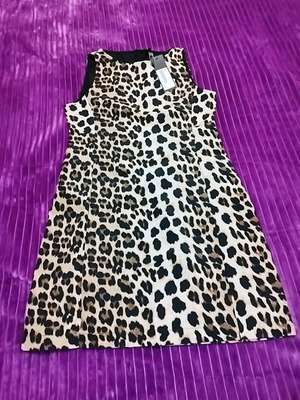 Leopard dress new, size Small, beige and brown