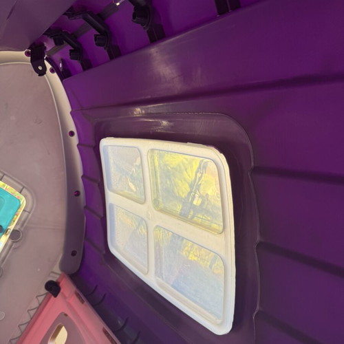 Children's plastic playhouse used, purple white and pink