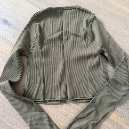 Zara long-sleeve top with buttons, khaki