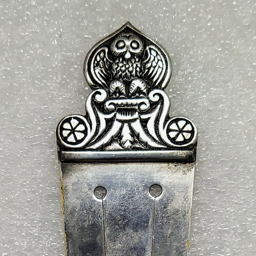 Silver-plated owl-themed bookmark paper cutter used