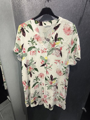 H&M Floral Viscose Tunic Dress Tropical Print Size XL-XXL Like New