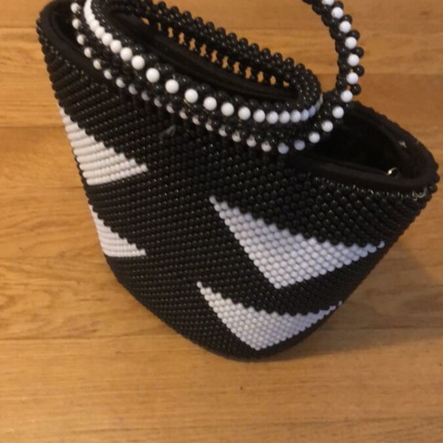 Ethnic Handbag New Black and White Beaded Summer Accessory