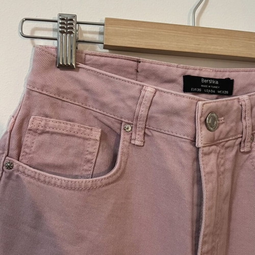 Bershka wide leg pink jeans like new, cropped