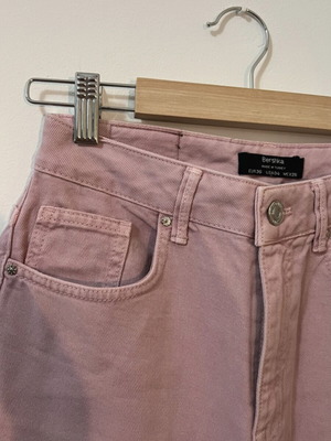 Bershka wide leg pink jeans like new, cropped