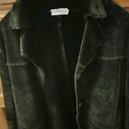 Women's coat used, black velour with fur, size XL