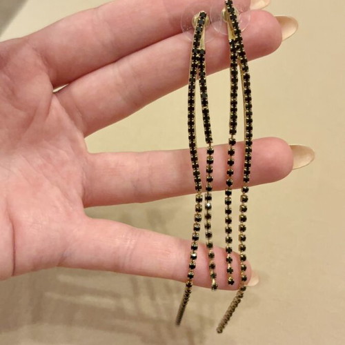 Women's earrings, black and gold