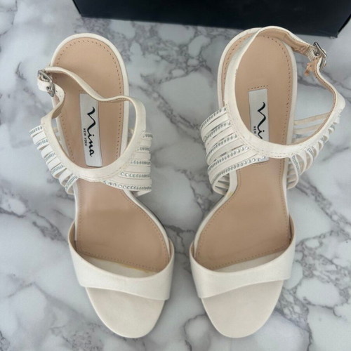 Nina white women's sandals size 39.5 new, 12 cm heel