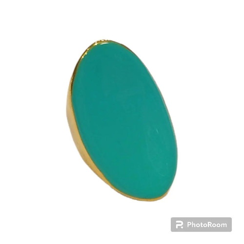 Women's ring with petrol enamel, steel, gold, new