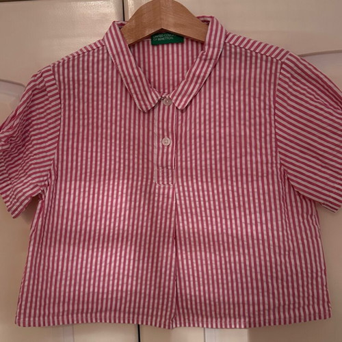 Benetton striped pink shirt like new, size 3-4 years