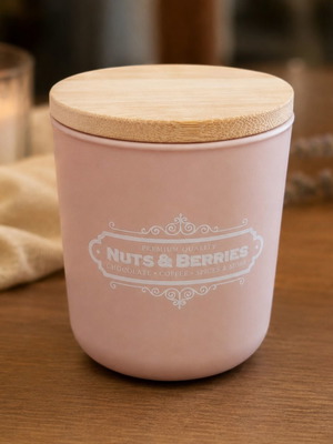 Aromatic Candle in Pink Matte Jar with Wooden Lid new