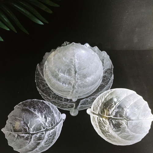 Maleras/Royal Krona Leaf 5-piece set handmade lead crystal plates Mats Jonasson