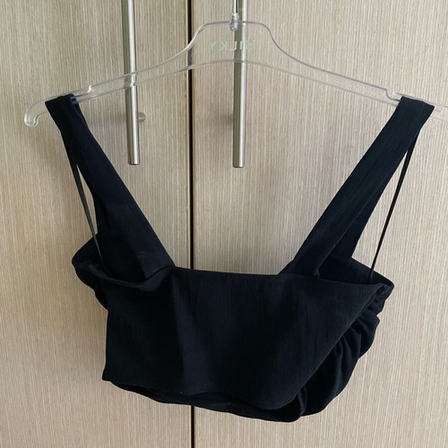 Zara crop top new, black with knitted texture, size S