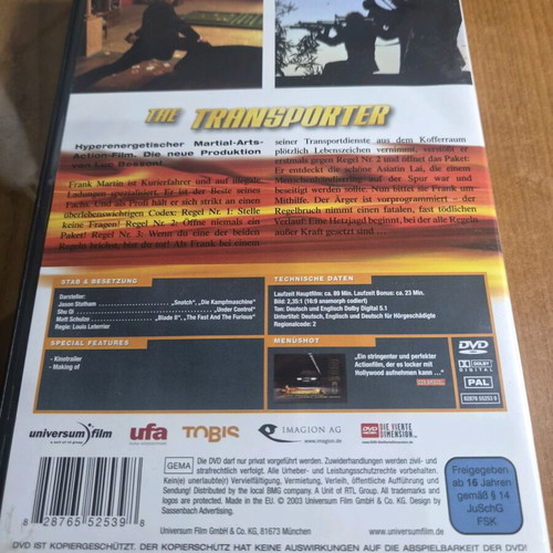 The Transporter DVD like new, action and adventure with Jason Statham