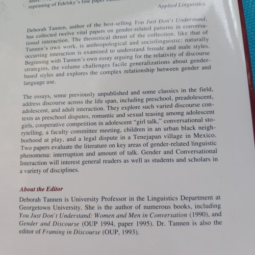Gender and Conversational Interaction by Deborah Tannen, like new, English