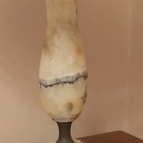 Table lamp with marble base and bronze metal details like new