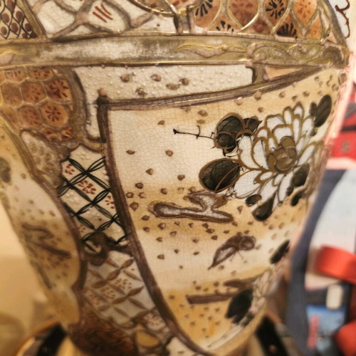 Antique authentic Satsuma porcelain lamp XL like new