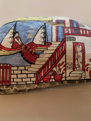 Painted stone new, island theme