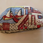 Painted stone new, island theme