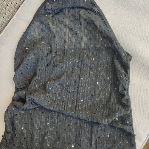 Sequin embellished evening top used, black size 2