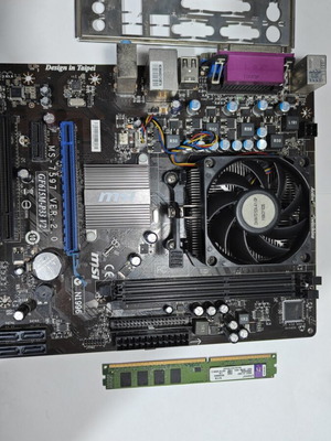 MSI GF615M-P33 V2 motherboard set used with AMD Sempron 145 CPU, 4GB RAM, cooler