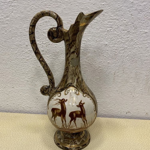 Belgian hand-painted vase used with hunting motif