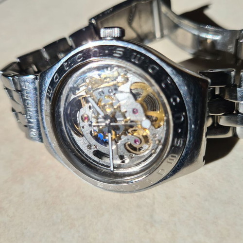 Swatch Irony Body & Soul YAS100G wristwatch used, silver color