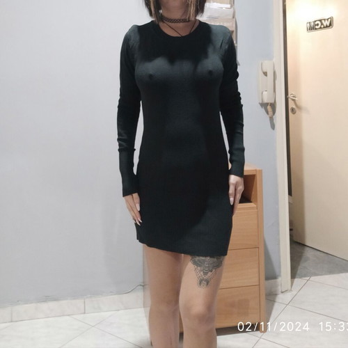 Black woolen blouse dress like new