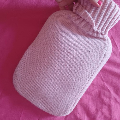 Fashy Hot Water Bottle 2 Liters with Pink Knitted Star Cover, New