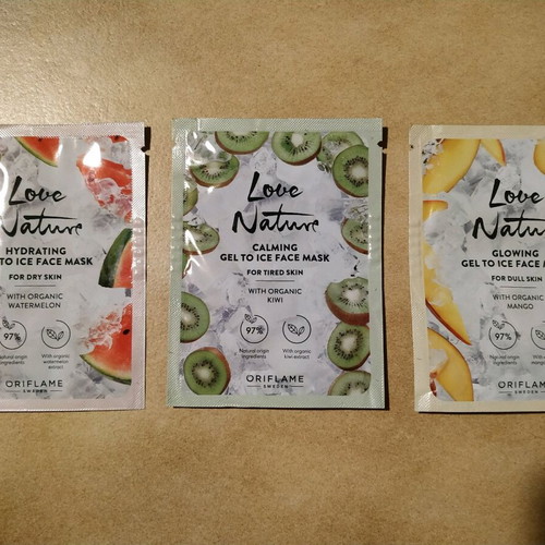 Oriflame face masks with organic watermelon, mango and kiwi, new