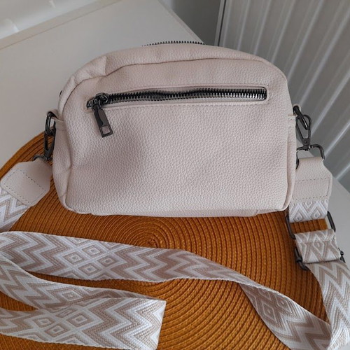 Beige crossbody bag new, artificial leather with multiple pockets