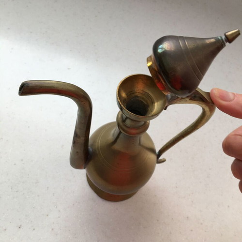 Brass canister used, 13x8.5 cm, Turkey 80s