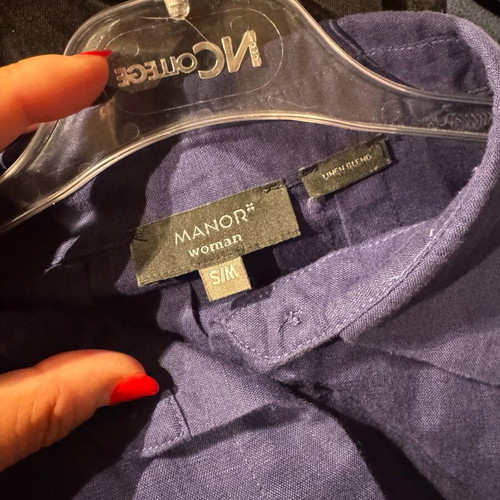 Long linen dress blue like new, size S/M, brand Manor