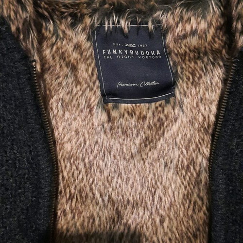 Funky Buddha fur jacket small used, gray-anthracite