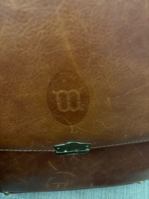 Mihail leather brown men's handheld bag vintage used