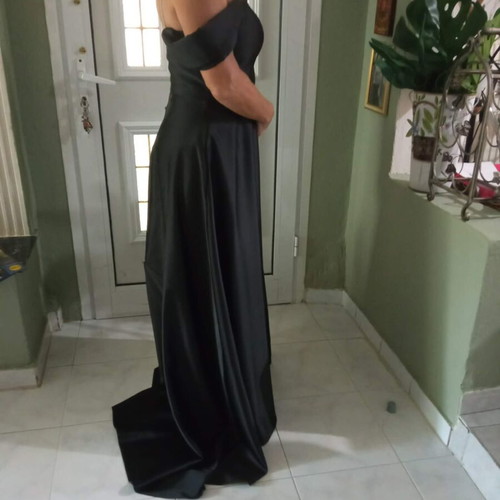 Black satin evening dress, size XXL
