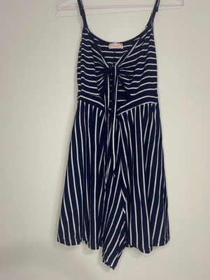 Striped one-piece shorts used, size S/M, white and blue