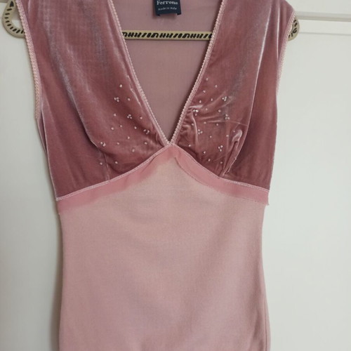 Pink velour knitted sleeveless blouse Sandro Ferrone like new, size Large