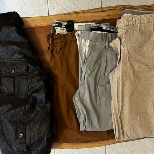 Men's pants pack of 3 with Zara leather jacket gift, like new