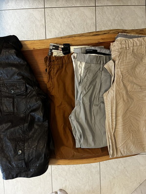 Men's pants pack of 3 with Zara leather jacket gift, like new