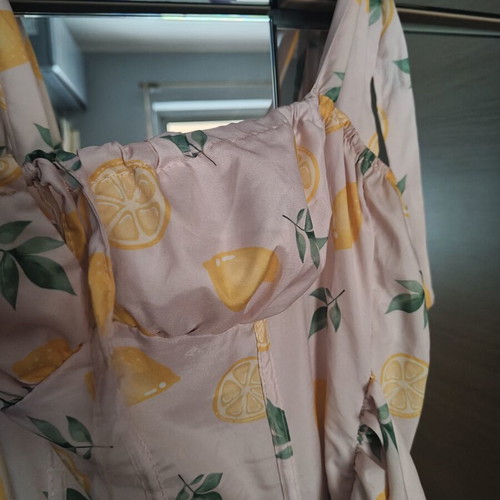 Lemon dress like new, soft pink with lemons