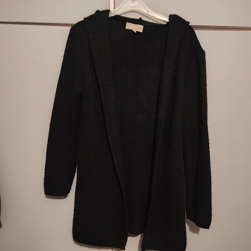 Lynne black wool cardigan with hood like new, size S