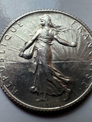 France 1Franc 1920 silver used almost uncirculated XXF