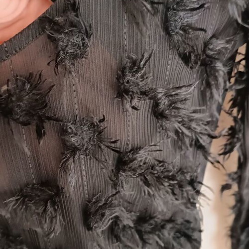 ZARA Black Long-Sleeve Bodysuit Like New With Sheer And Feathers