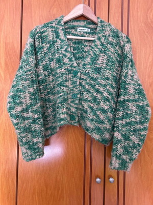 Stradivarius knitted cardigan like new, green with beige