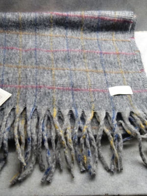 Scarf new, elegant and fluffy, gray and turquoise