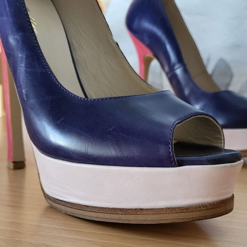 Tsakiris Mallas tricolor peep toe shoes size 40 like new