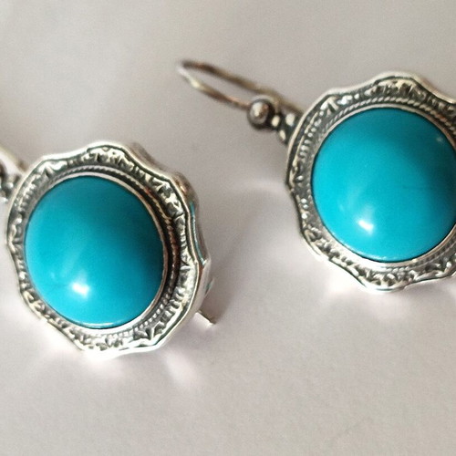 925 silver set Byzantine style handmade turquoise new