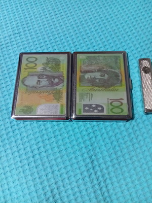 Μεταλλική ταμπακιέρα Australia 100$ σαν καινούργιο με αφαιρούμενο αναπτήρα